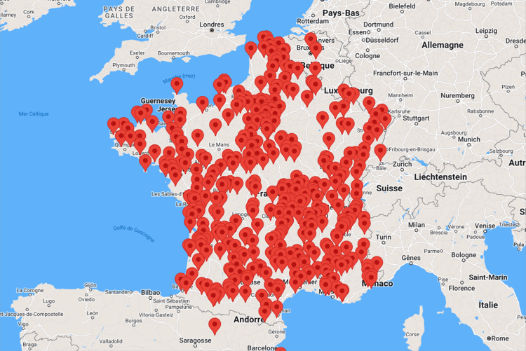 La Carte des manifestations pendant les Nuits