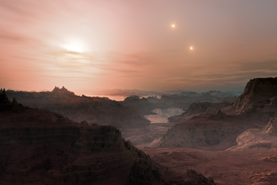 Coucher de soleils sur Gliese 667 Cc - Crédit: ESO/L. Calçada