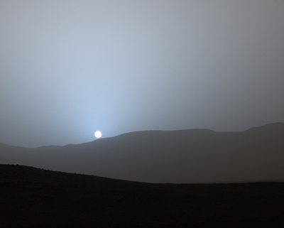 Lever de Soleil sur Mars - Crédit: Nasa/JPL-Caltech/MSSS