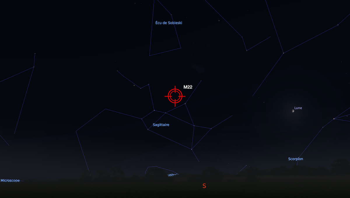 Localisation de l'amas globulaire M22
