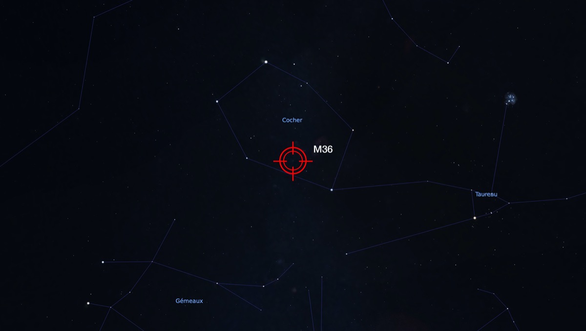 Localisation de l'amas ouvert M36
