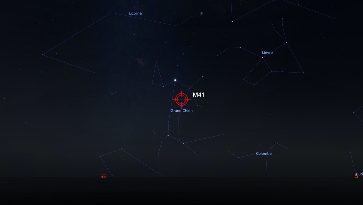 Localisation de l'amas ouvert M41