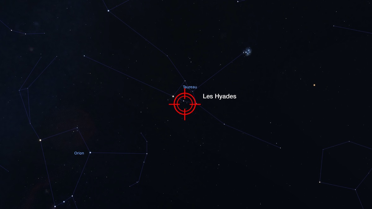 Localisation de l'amas ouvert des Hyades