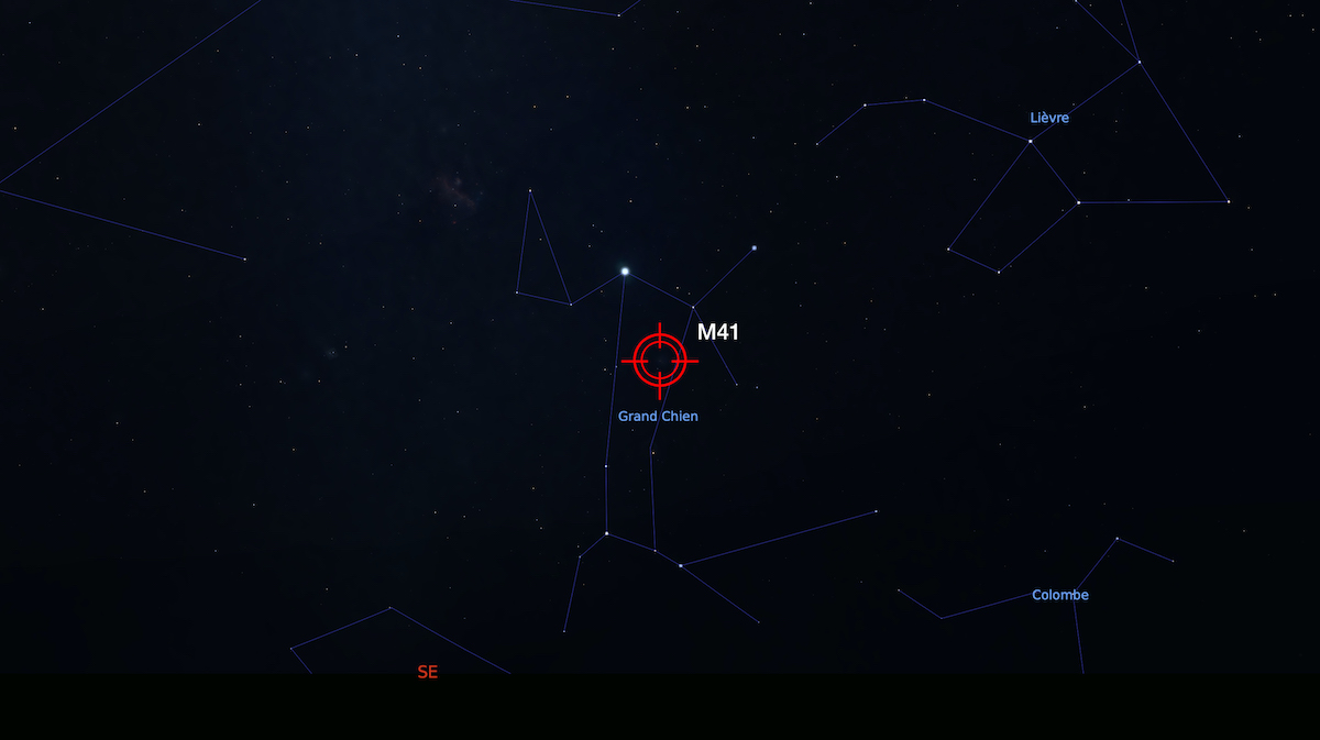 Localisation de l'amas ouvert M41