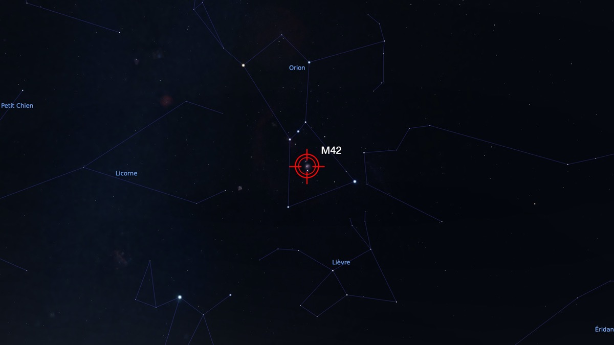 Localisation de la Grande nébuleuse d'Orion