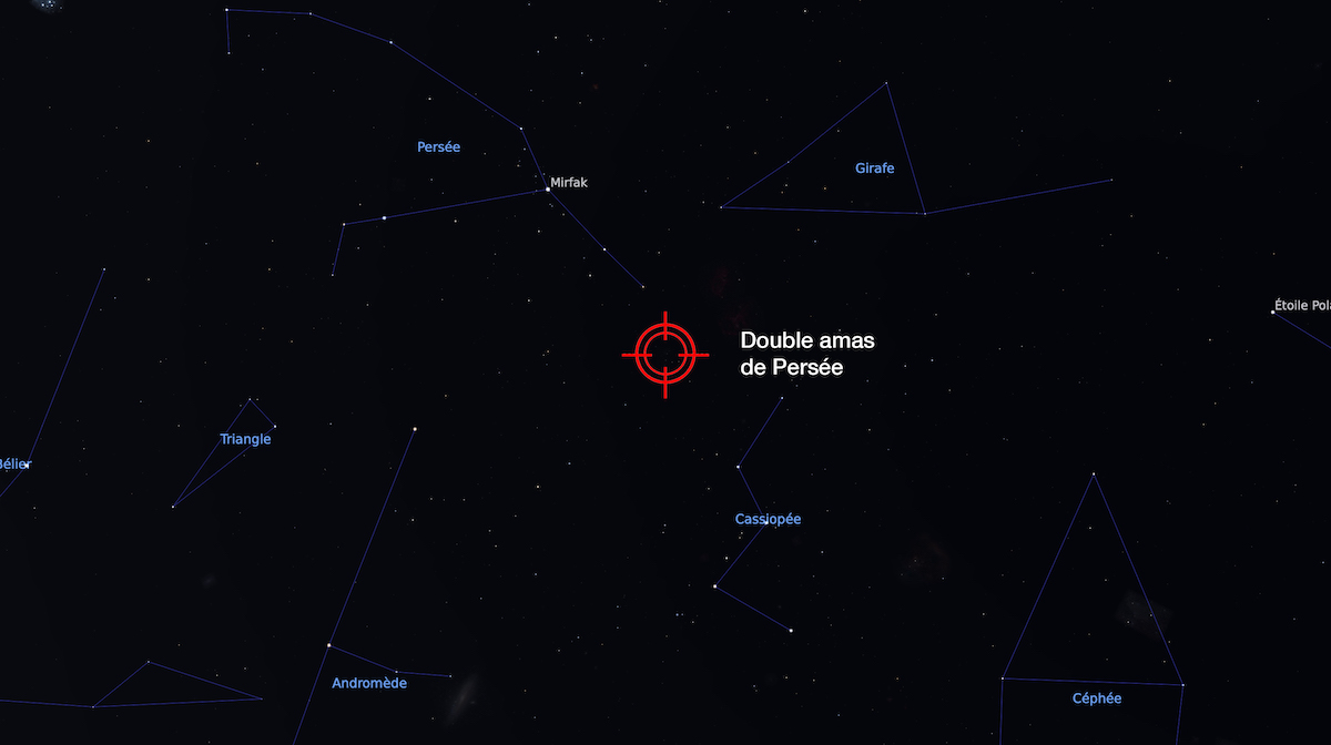 Localisation de le double amas de Persée (NGC 884 et NGC 869)