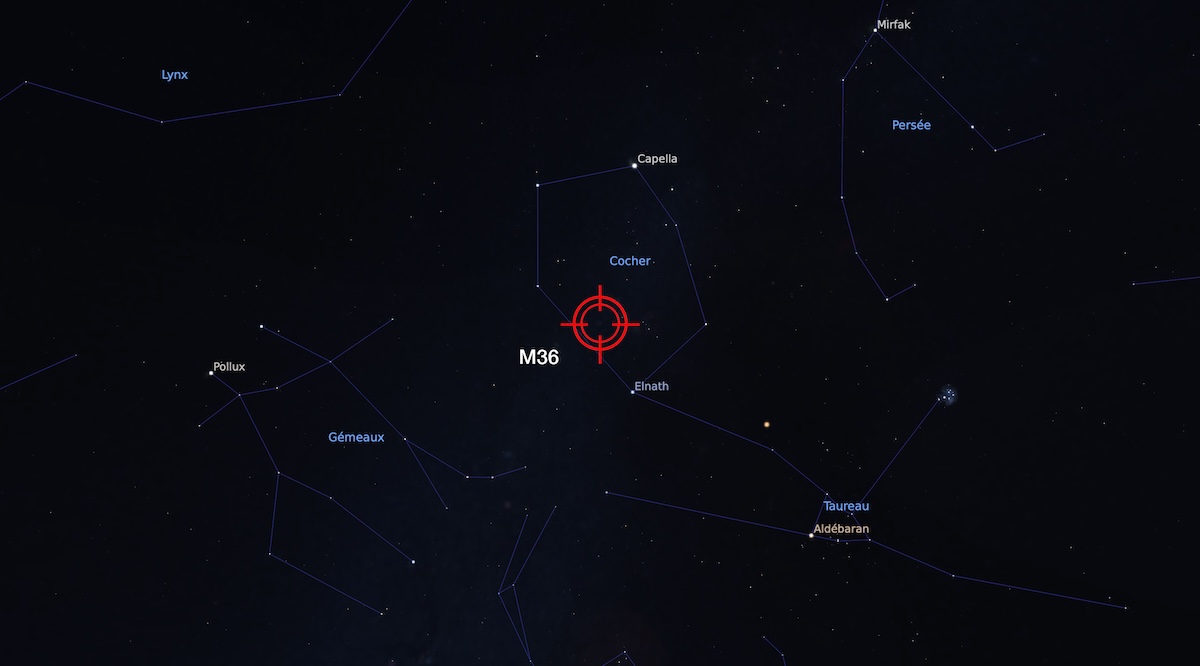 Localisation de l'amas ouvert M36